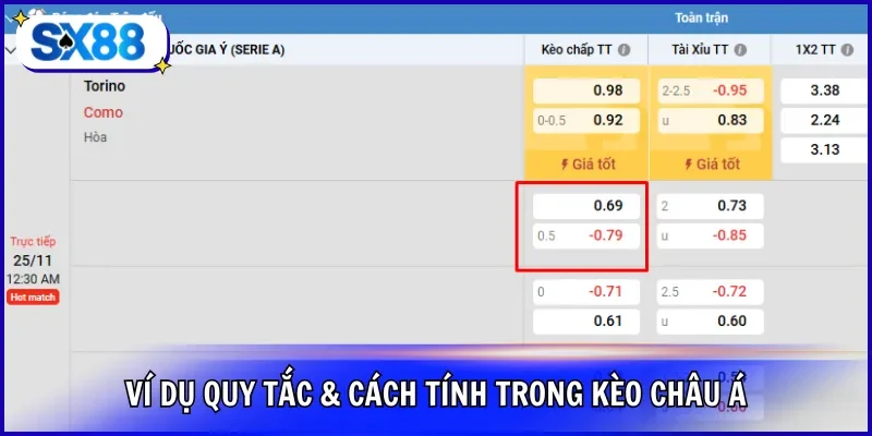 Ví dụ quy tắc & cách tính trong kèo Châu Á